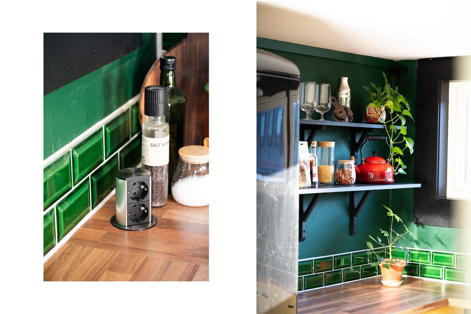 På kjøkkenet er det god oppbevaringsplass i under- og overskap samt hyller.