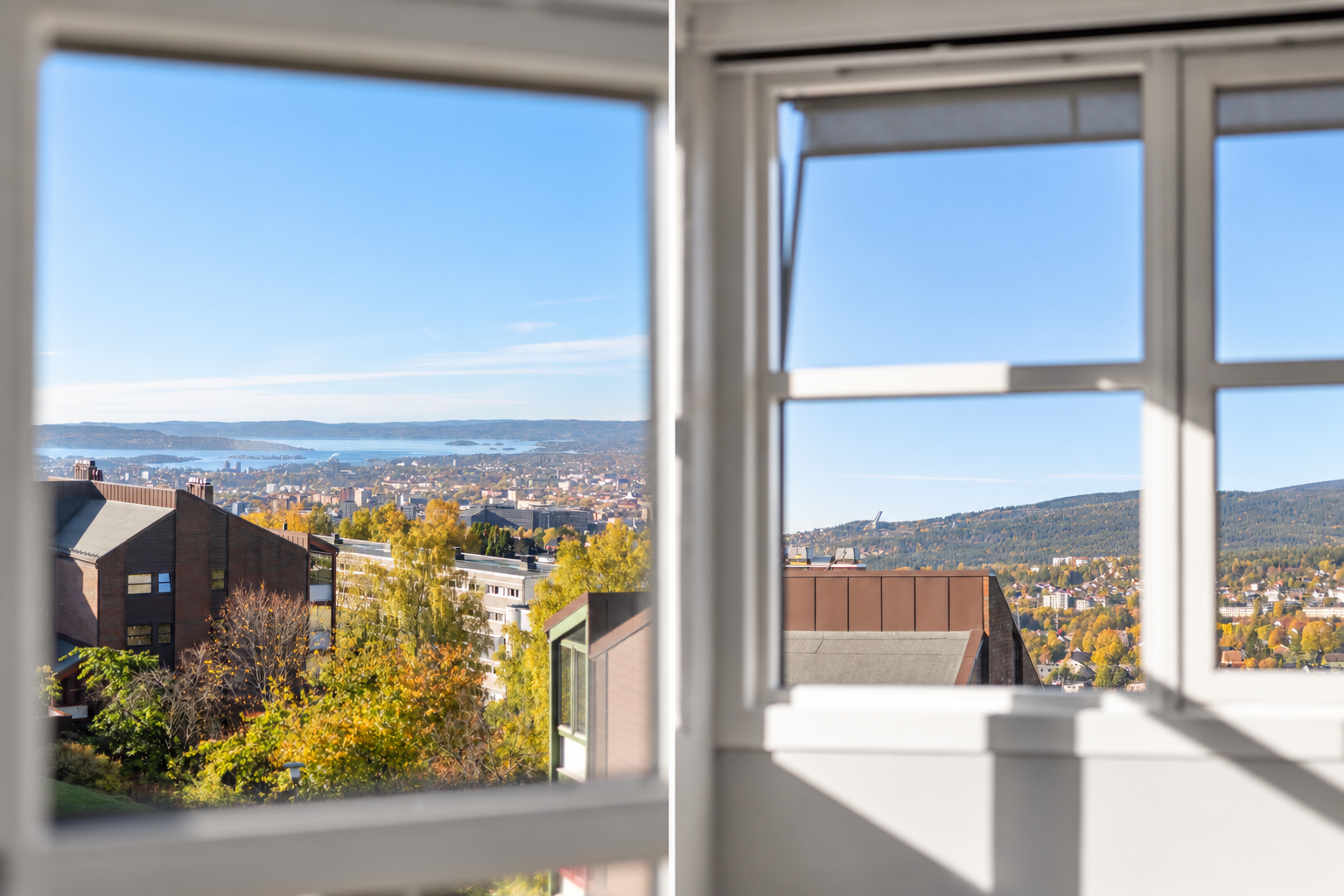 Med de store vindusflatene i stuen får man nyte den vidstrakte utsikten
