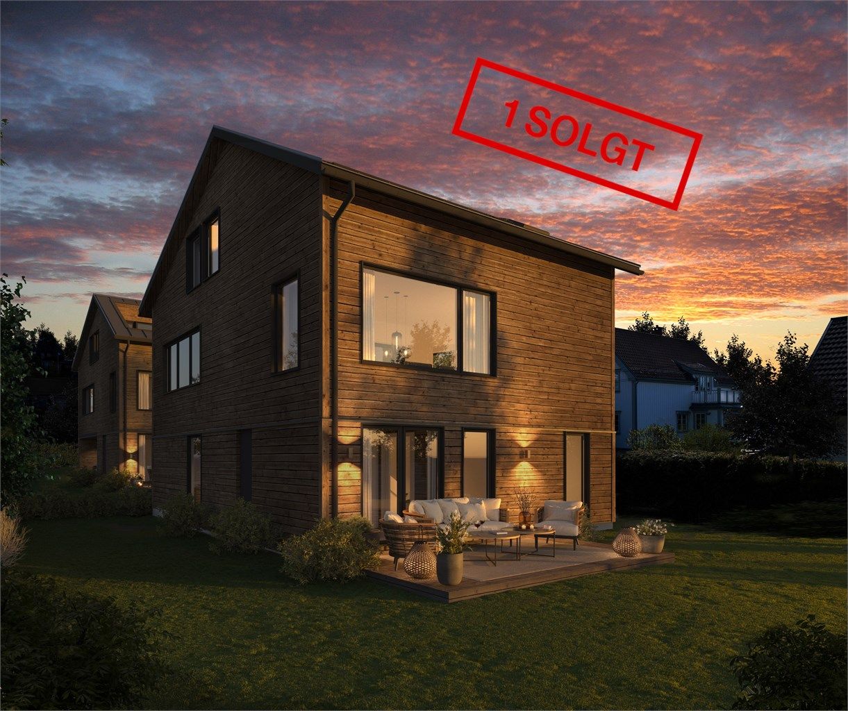3 D illustrasjon fasade HUS 1 (avvik må påregnes).
