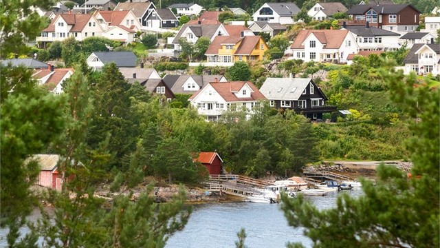 Flott utsikt fra balkongen mot nordvest