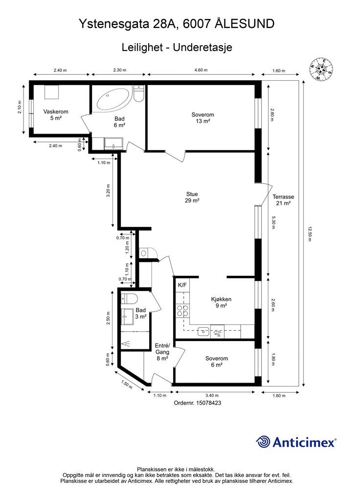 Målsatt plantegning 