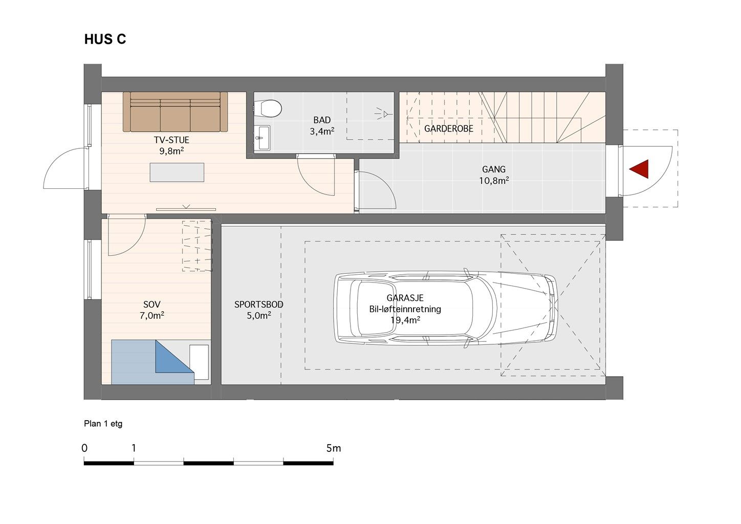 Plantegning 1. etasje HUS C.