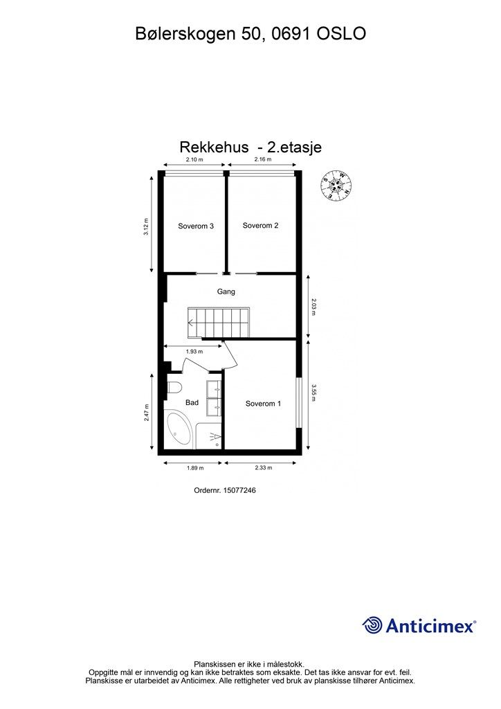 Plantegning - Rekkehus - 2. etasje.
