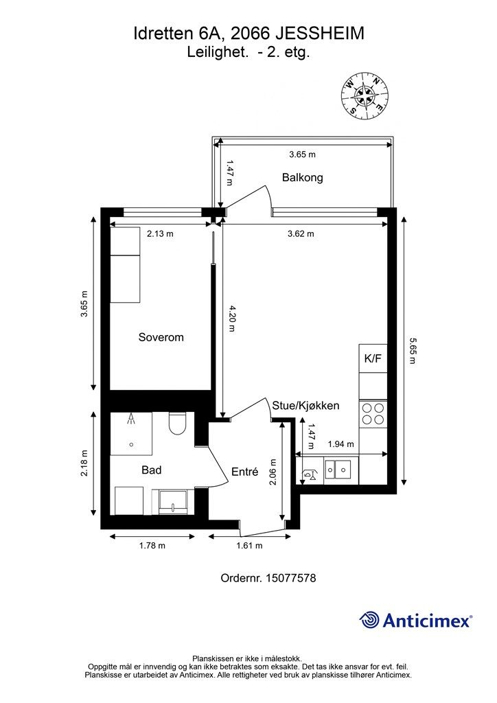 Plantegning-Leilighet. - 2. etg.