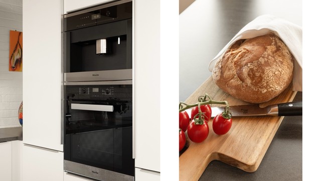 - Integrert kaffemaskin og stekeovn i behagelig høyde -