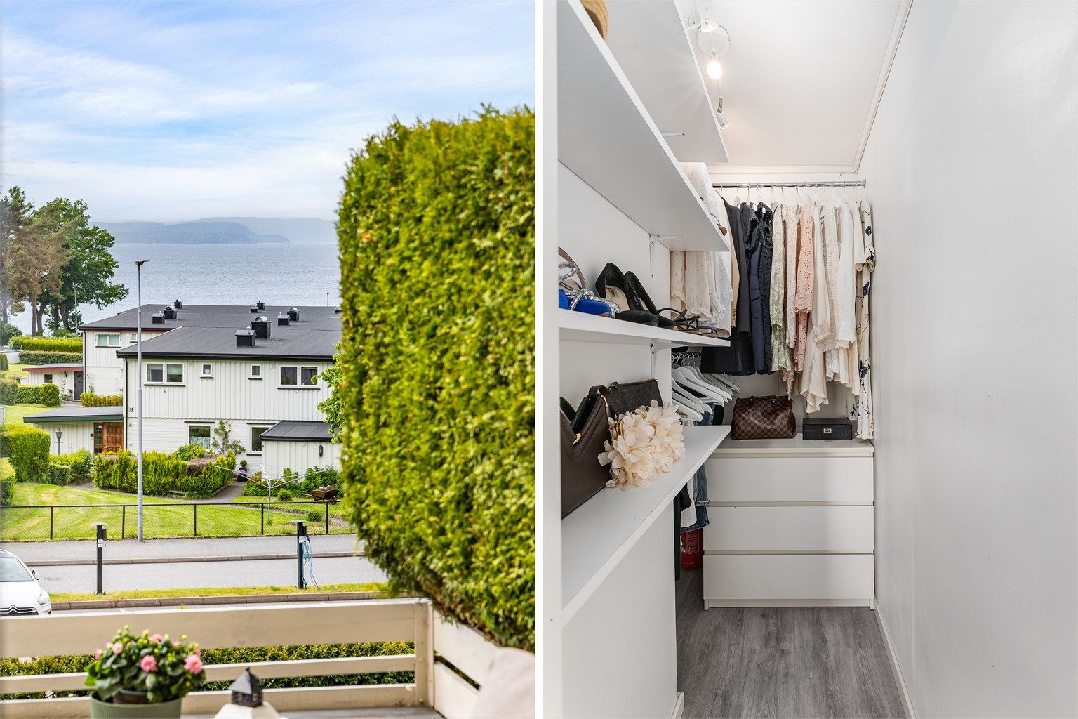 Leilighetens innvendige bod er åpnet mot soverommet og tatt i bruk som et smart walk-in closet. Bruksendring er ikke omsøkt/godkjent.