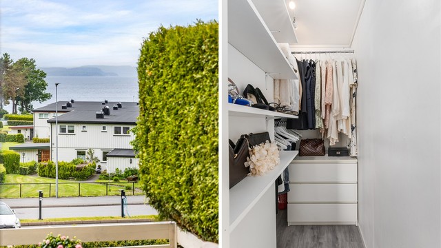 Leilighetens innvendige bod er åpnet mot soverommet og tatt i bruk som et smart walk-in closet. Bruksendring er ikke omsøkt/godkjent.