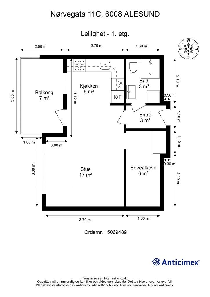 Plantegning - 2D m/mål