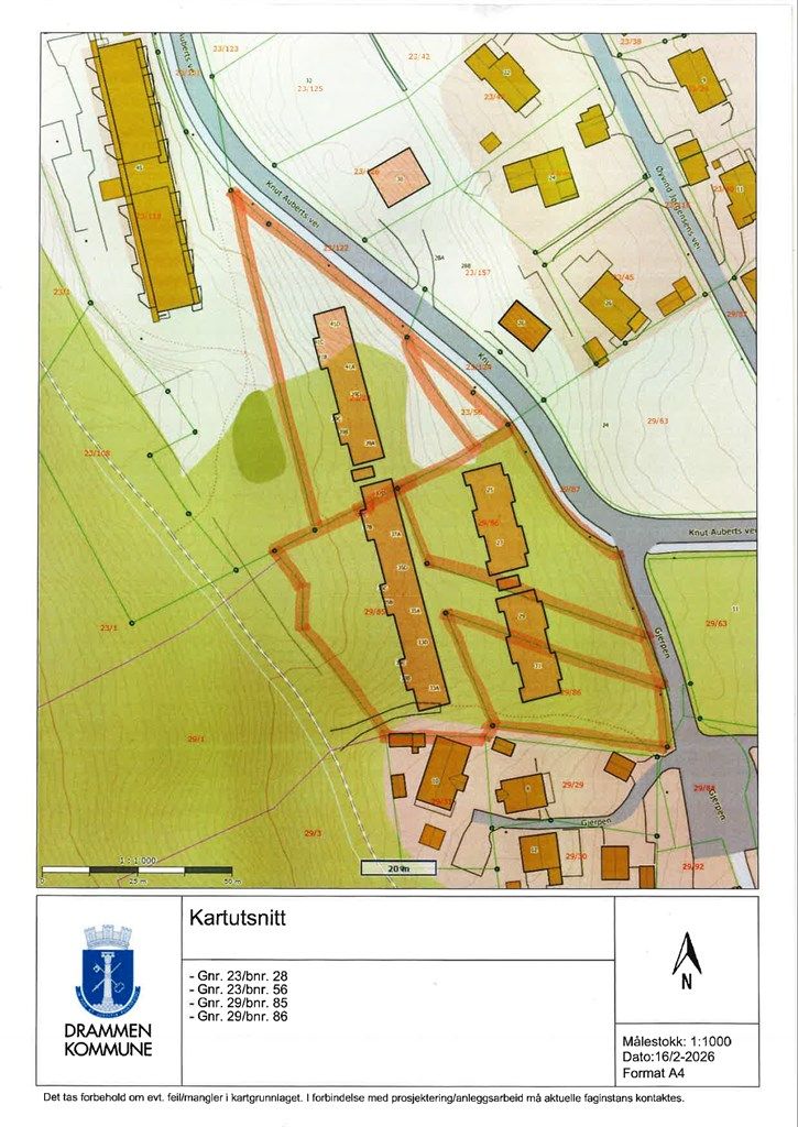 Kartutsnitt - Knut Auberts vei
