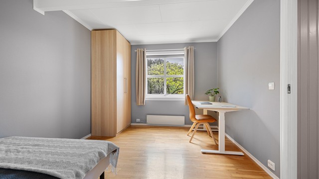 Rommet kan enkelt innredes som soverom, gjesterom eller kontor etter behov.