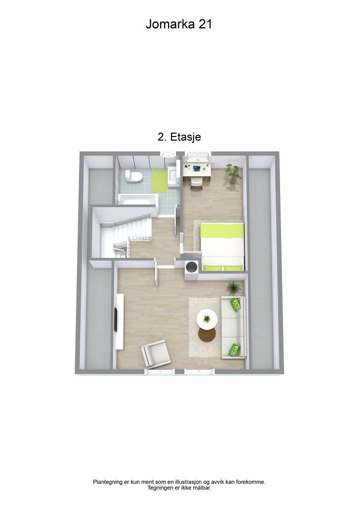3 D plantegning loftsetasje