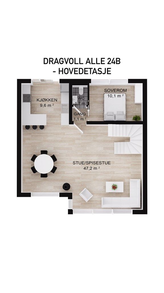Planskisse hovedetasje - Dragvoll alle 24B
