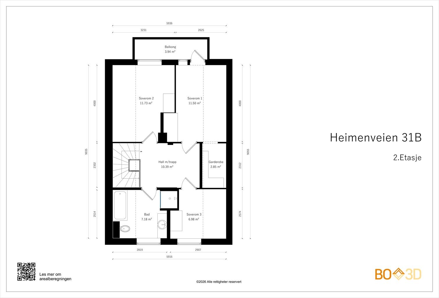 Vi starter med plantegningen slik at du får orientert deg i andre etasje!
