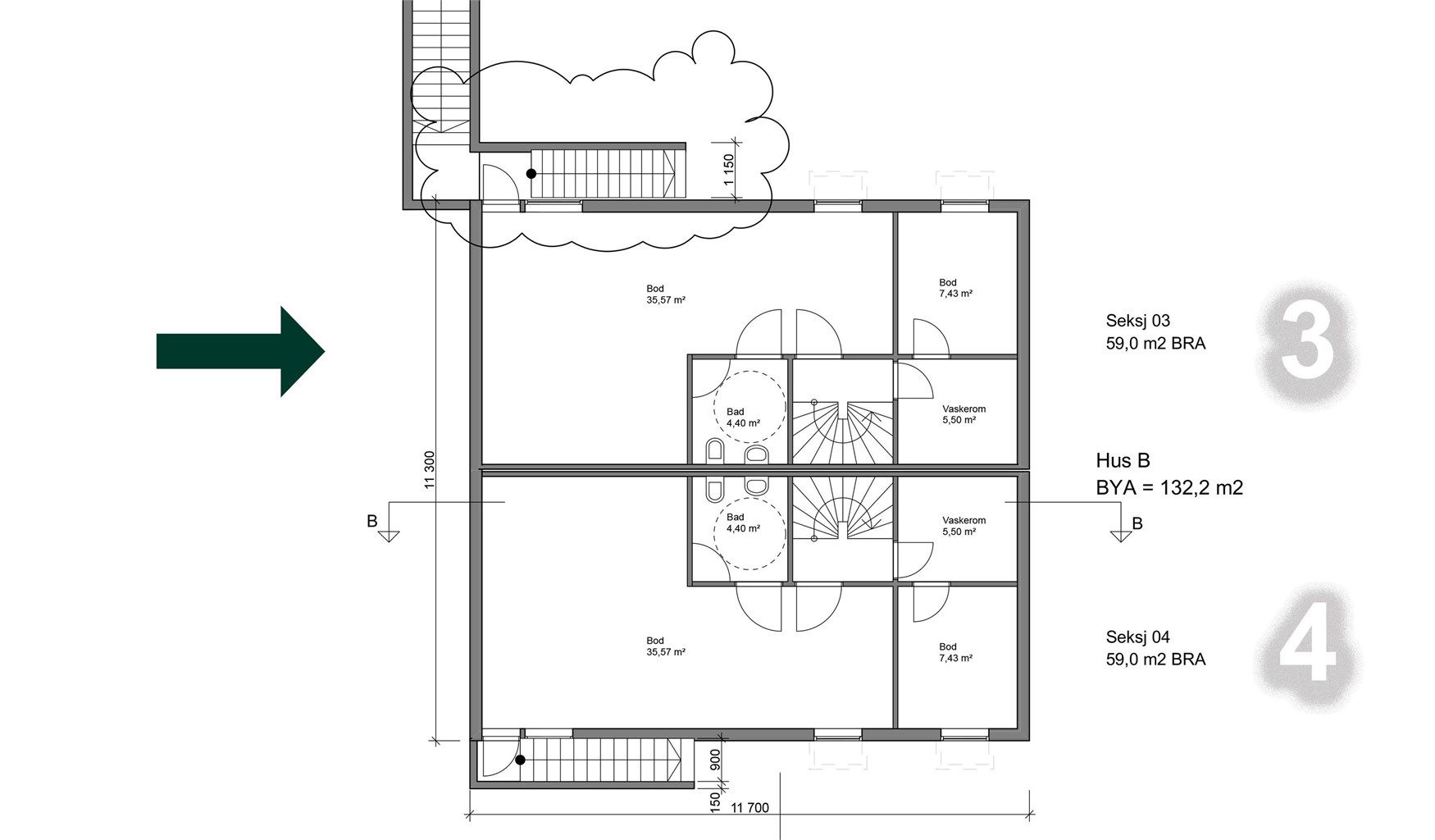 Plantegning U. etasje. 