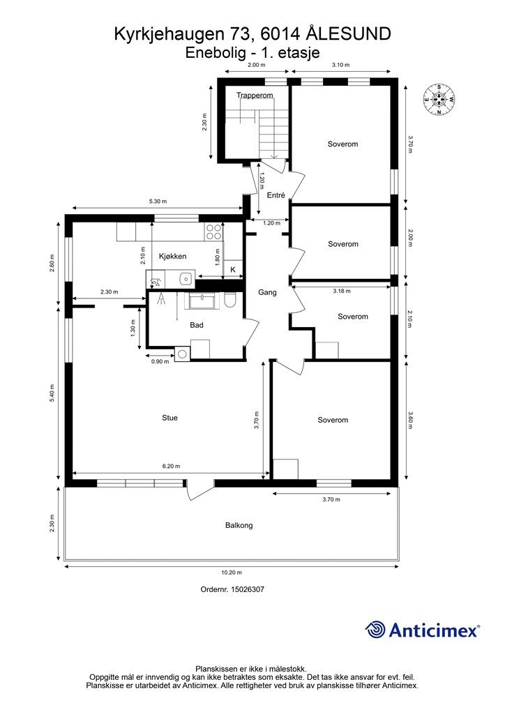 Målsatt plantegning 1. etasje