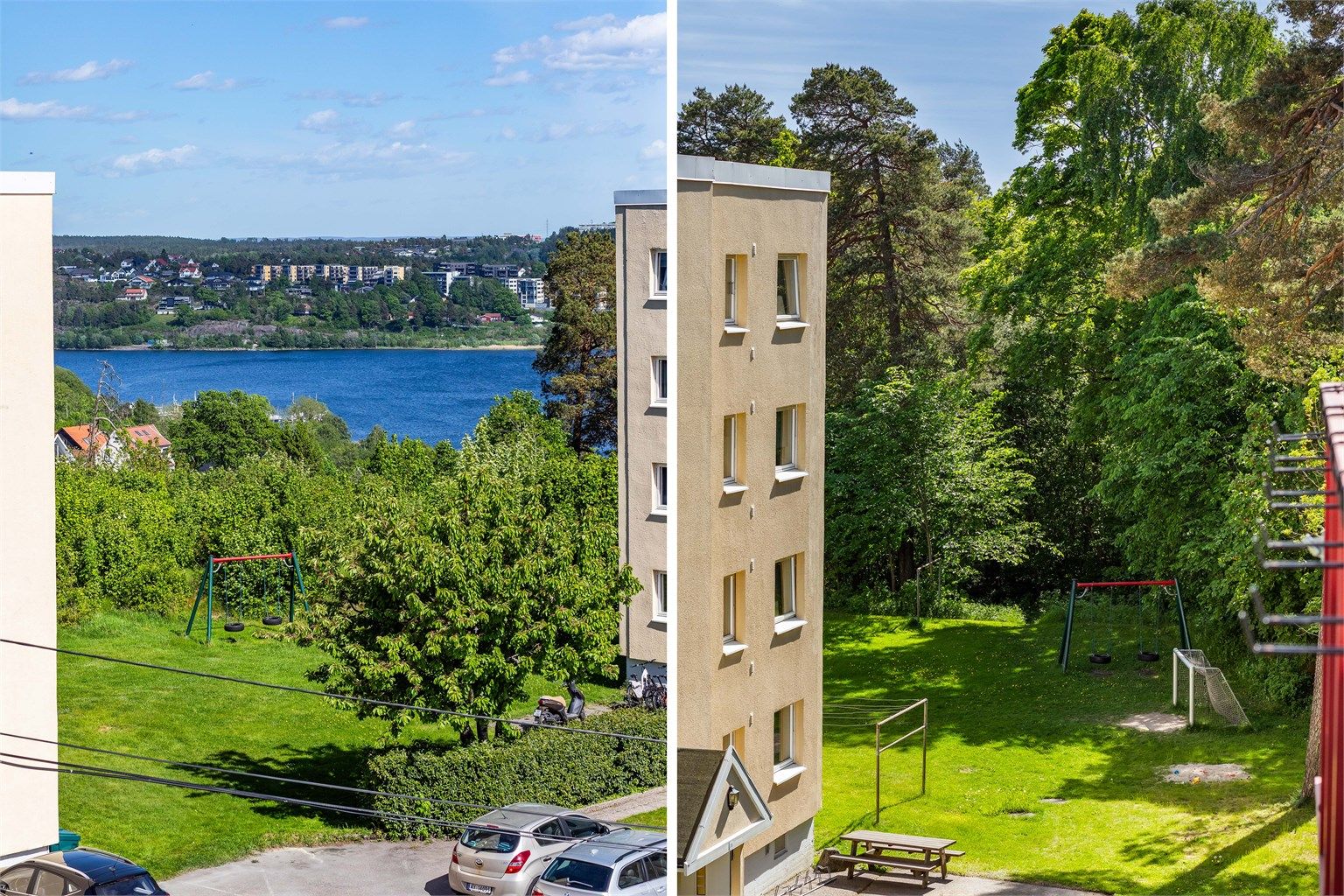 Utsikt til Mossesundet og Røysåsen - fremhevet med zoom.