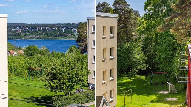 Utsikt til Mossesundet og Røysåsen - fremhevet med zoom.