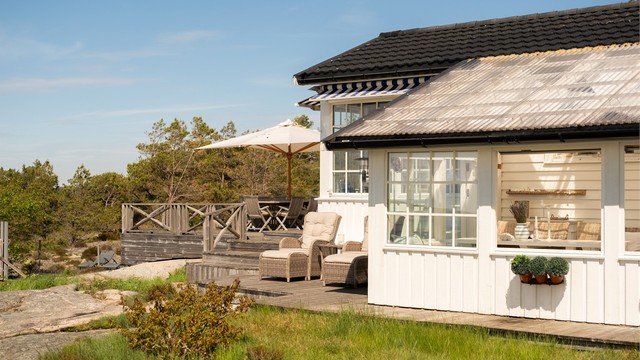 På de sammenhengende terrassene og plattingene er det mulighet for mange soner.