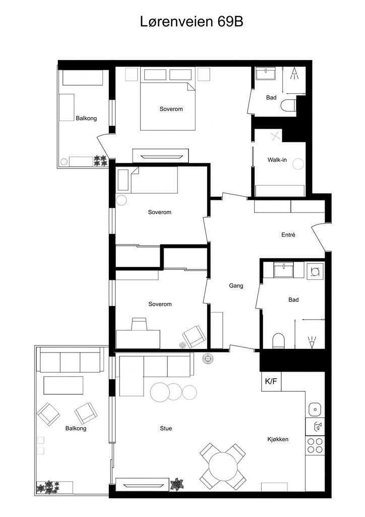 Møblert plantegning