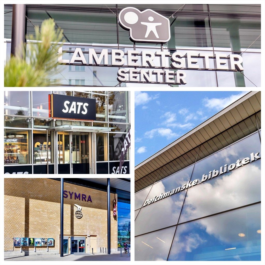 Noen minutter unna med bil eller buss finner du bydelens nærsenter, Lambertseter Senter, med sitt rikelige utvalg av over 80 butikker og flere spisesteder, samt Vinmonopol, Deichmanns bibliotek og Symra Kino.