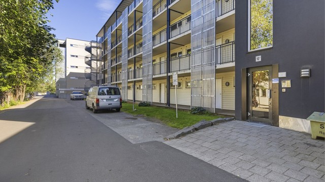 Inngangsparti. Gjesteparkering mot registrering