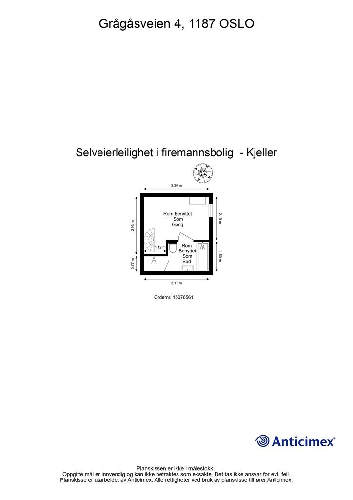 Plantegning - Selveierleilighet i firemannsbolig - Kjeller.