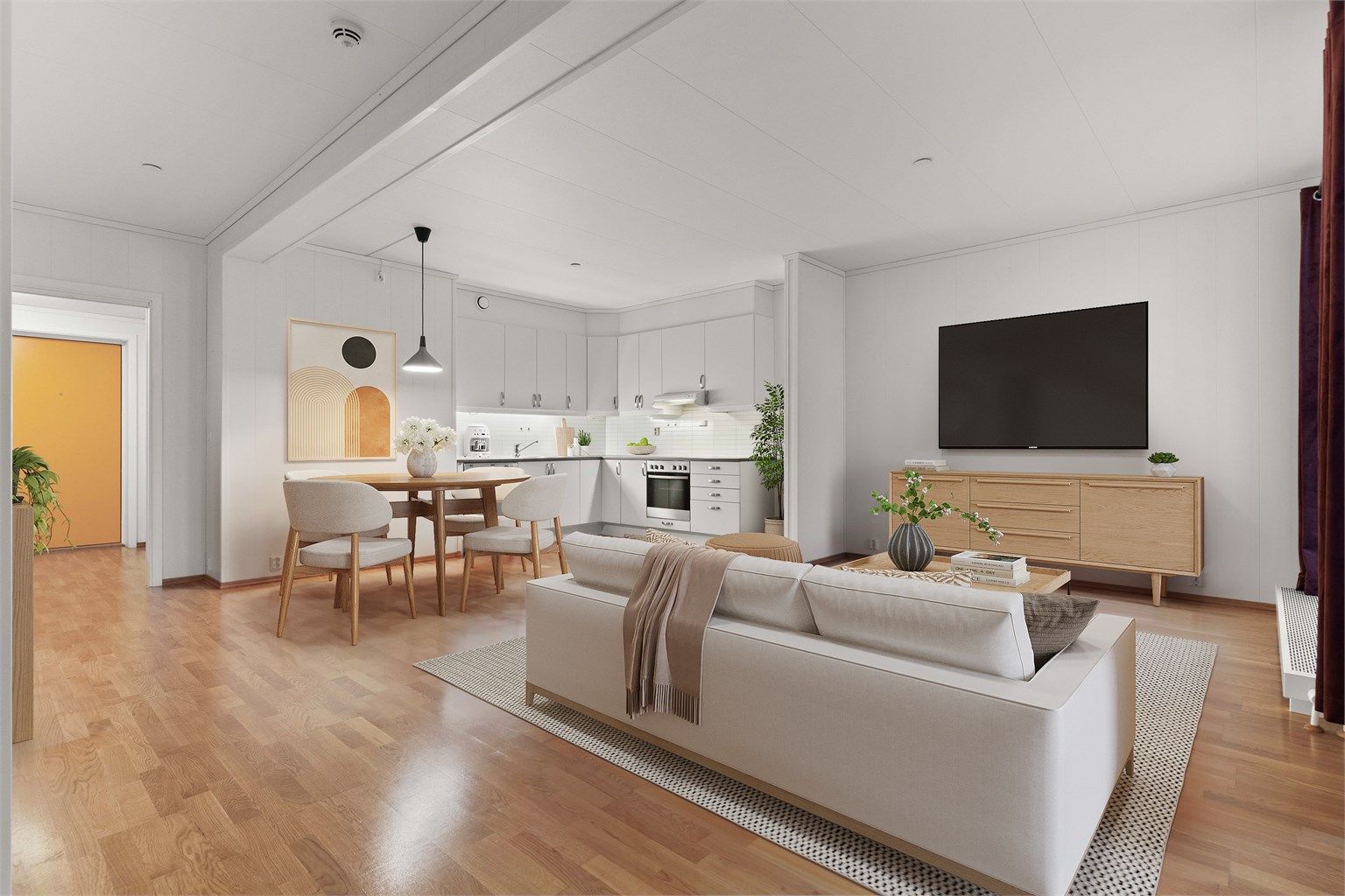 Enkelte av bildene i annonsen er digitalt stylet. Dette innebærer at møbler og interiørelementer er lagt til for å illustrere mulig møblering og bruk av rommene. Bildene avviker derfor fra boligens faktiske innredning og uttrykk ved visning.