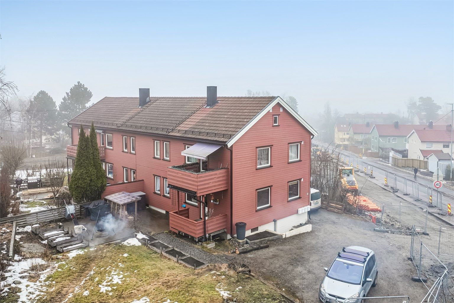 Det foregår for tiden opparbeidelse og utvidelse av Tangenveien m/gang- og sykkelvei. Denne er forventet ferdigstilt høsten 2026. Foto: Per O. Skjellnan v/Efkt