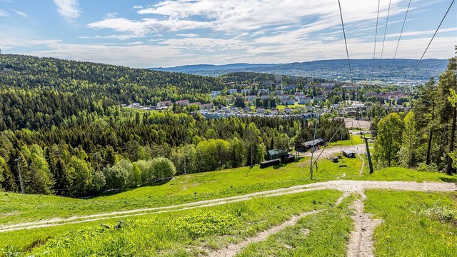 Grefsenkleiva med sykkelstier sommerstid