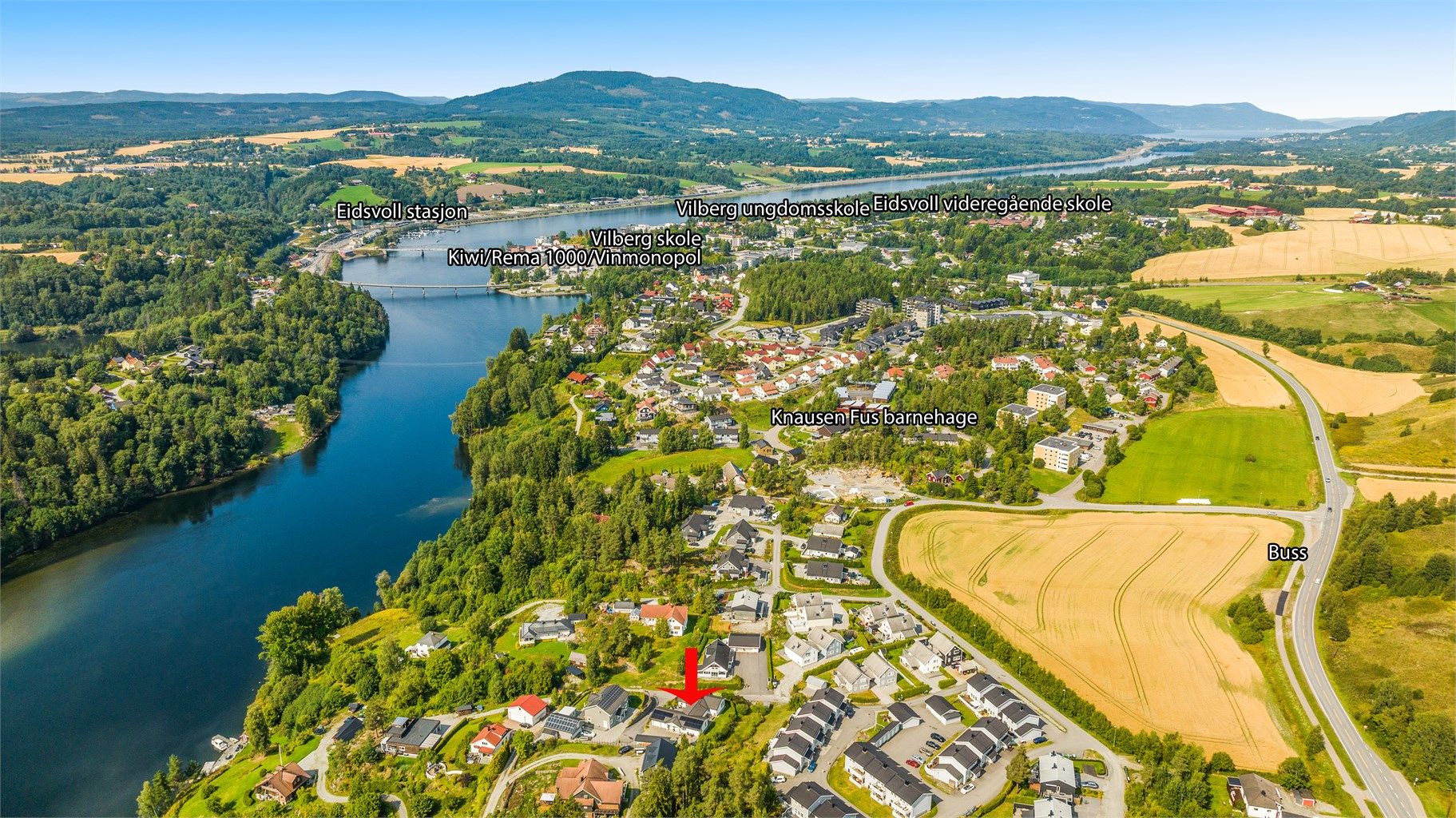 Kort vei til skoler, barnehager og Eidsvoll sentrum.