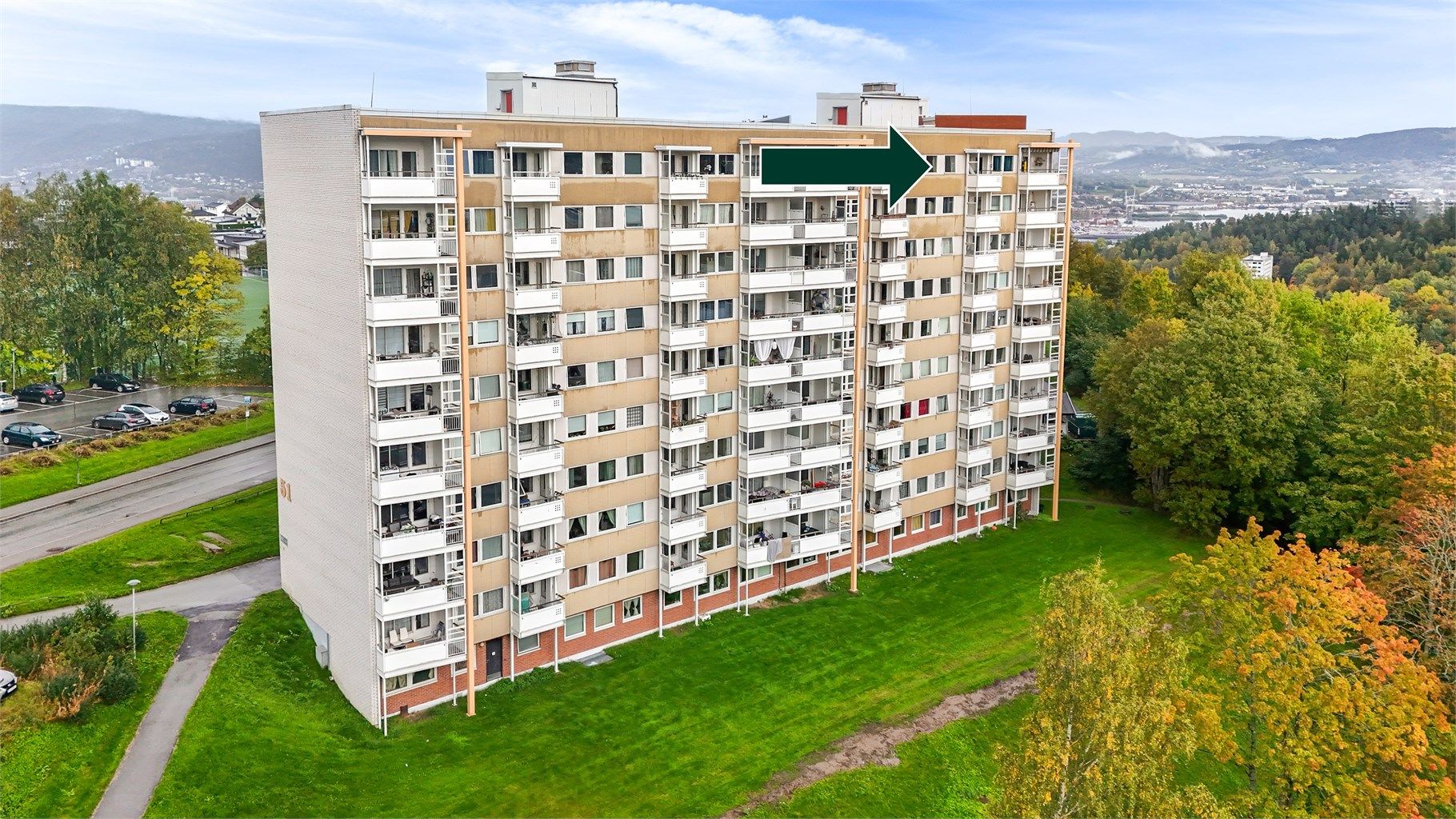 Leilighet beliggende i et område med etablert blokkbebyggelse