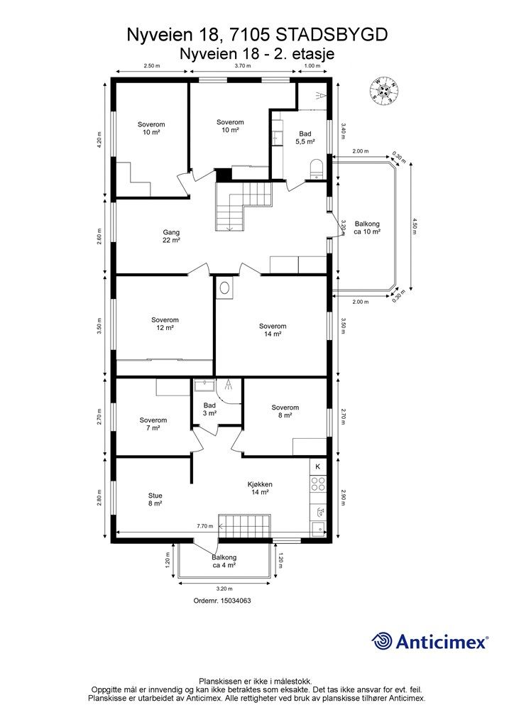 Planskisse hovedbolig og utleiedel - andre etasje