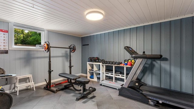 Eget treningsrom i kjelleren, også dette med gulvvarme