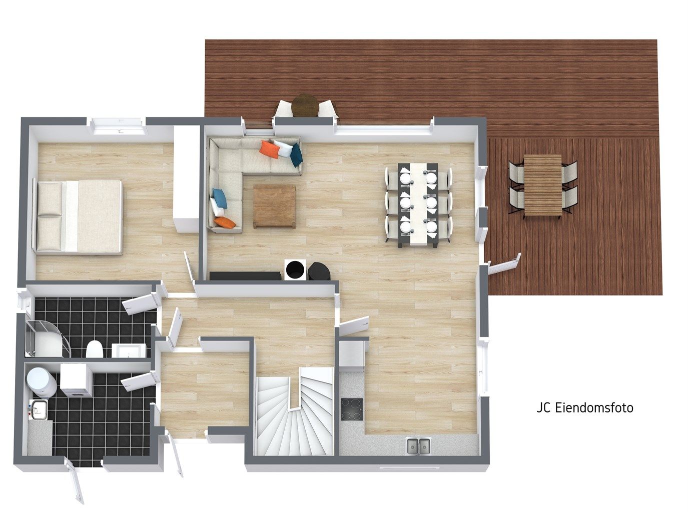 3 D plantegning 1. etasje