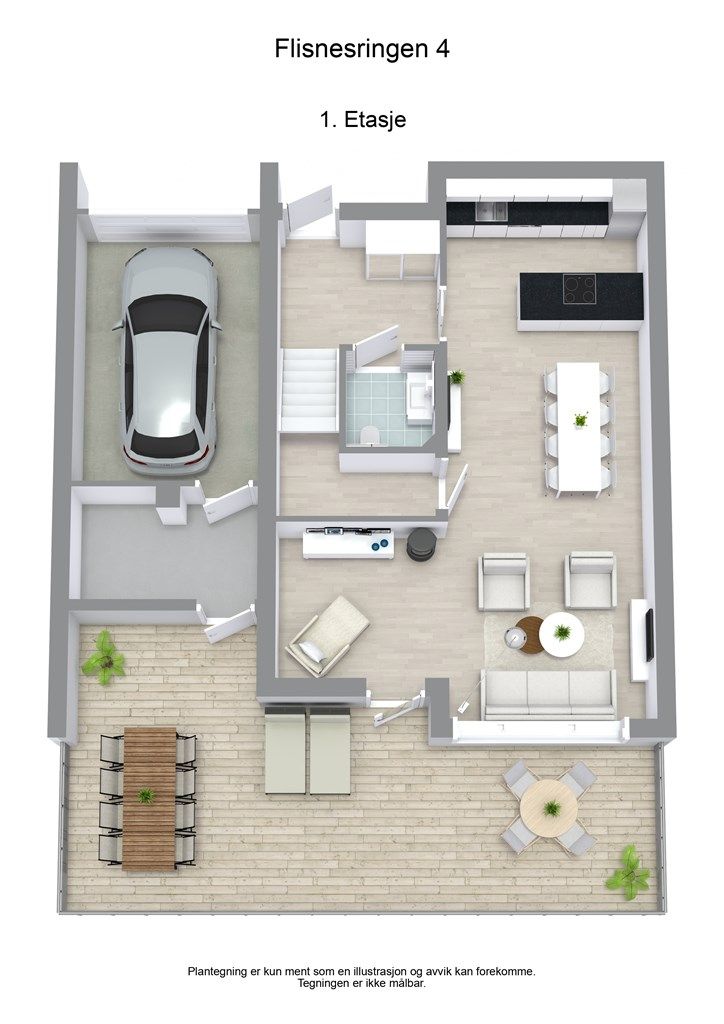 3 D plantegning 1. etasje