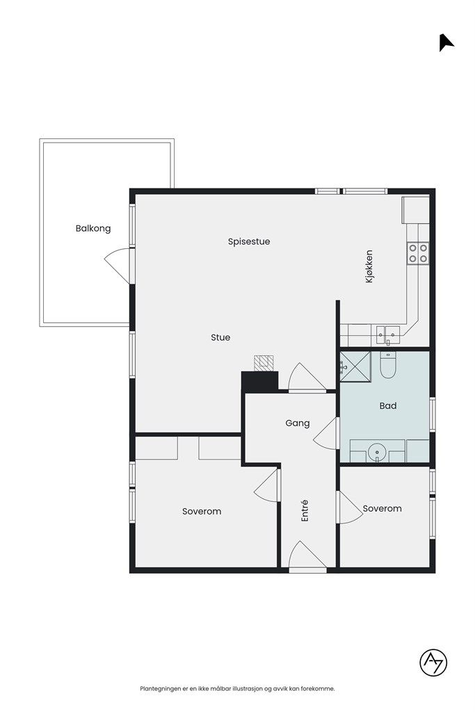 Plantegning. På originale plantegninger er det tegnet inn bod på hovedsoverommet. Det er ikke etablert bod på hovedsoverom.