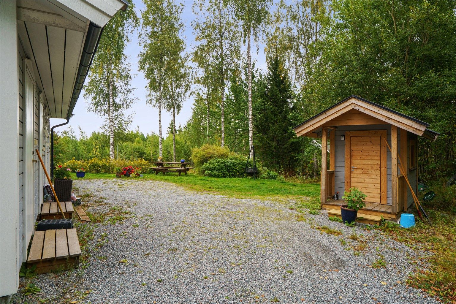 Koselig uteområde som er fellesareal for sameiet.