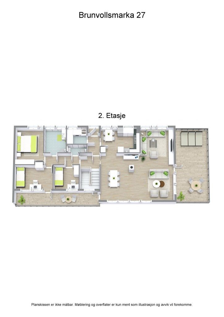 3 D plantegning hovedetasje