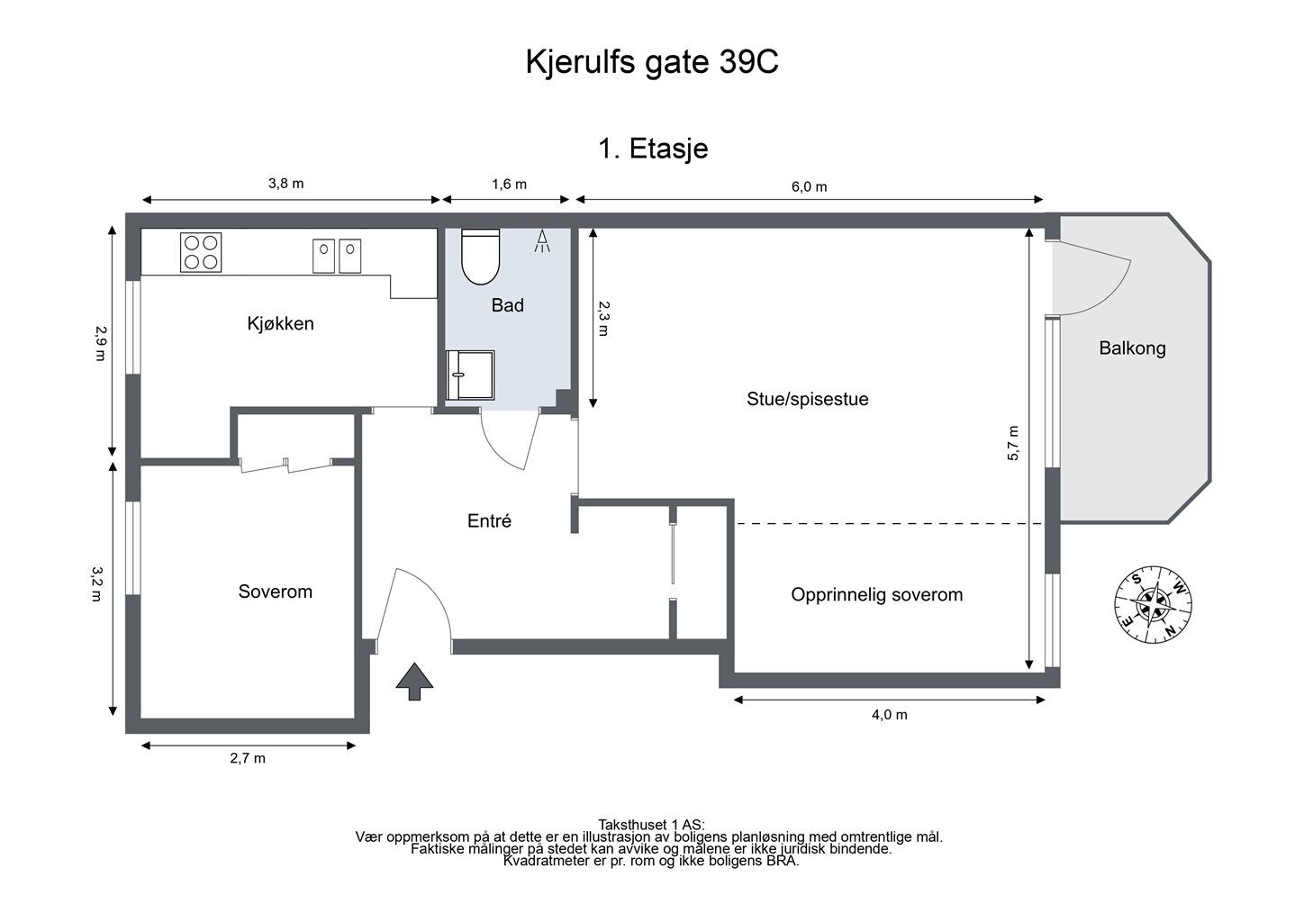 Plantegning opprinnelig planløsning