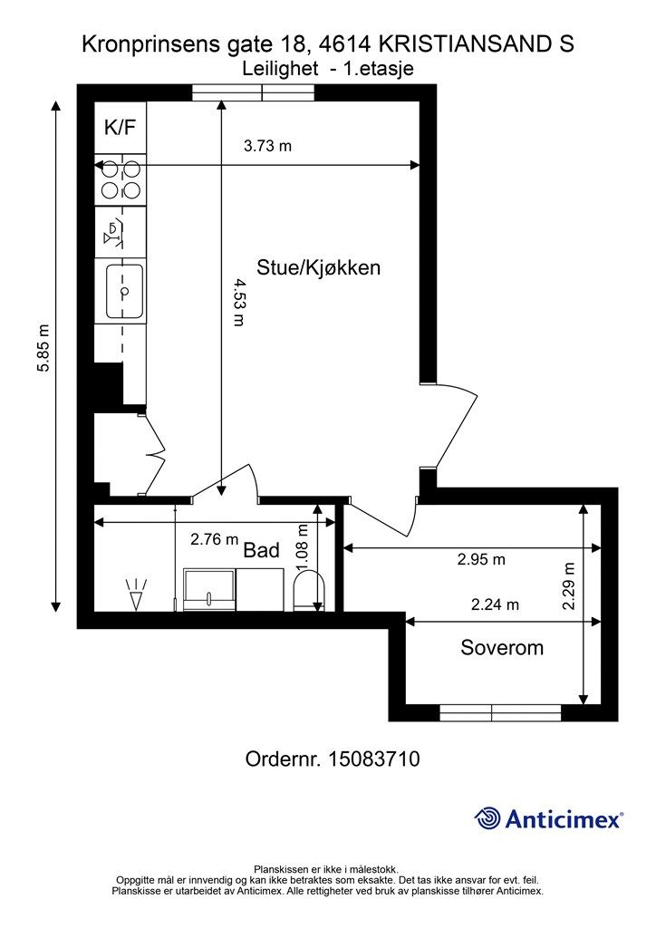 Plantegning- Leilighet 1.etasje