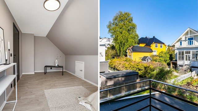 Kneveggenes høyde legger til rette for god utnyttelse av gulvflaten i andre etasje.