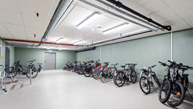 Felles sykkelparkering i underetasjen