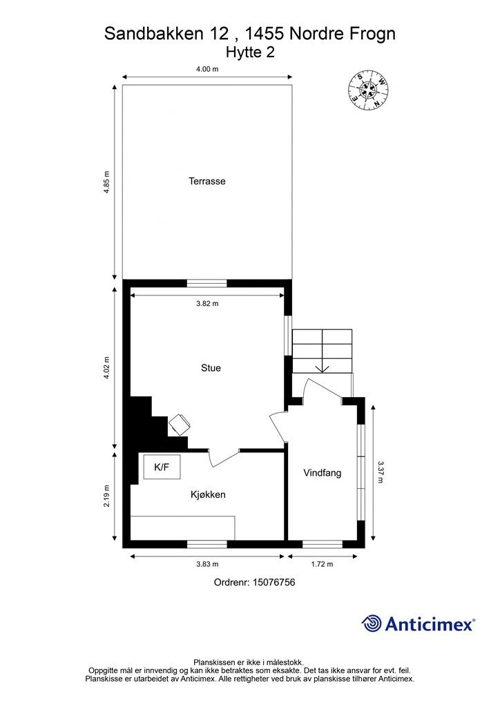 Veiledende planskisse av hytte #2.