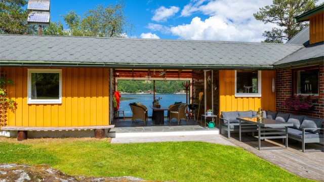 Overbygget utestue med flott utsikt