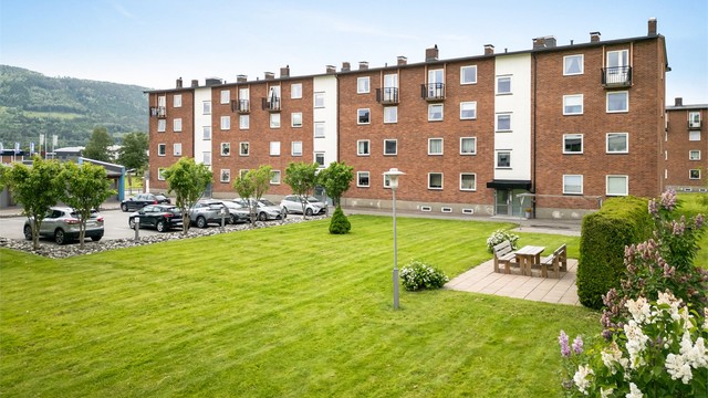 Det er etablert felles disponible parkeringsplasser og gjesteparkering på asfalterte parkeringsområder mellom blokkene.