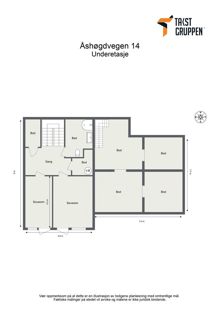 Plantegning underetasje. 