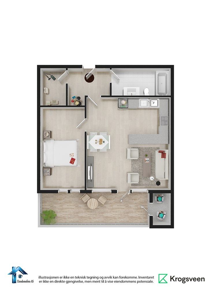 Møblert planskisse - Grensestien 49 - 3. etasje 