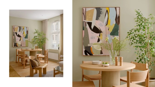 Leiligheten er modernisert i flere runder. Senest i 2026 med overflatebehandling og en moderne fargepalett.