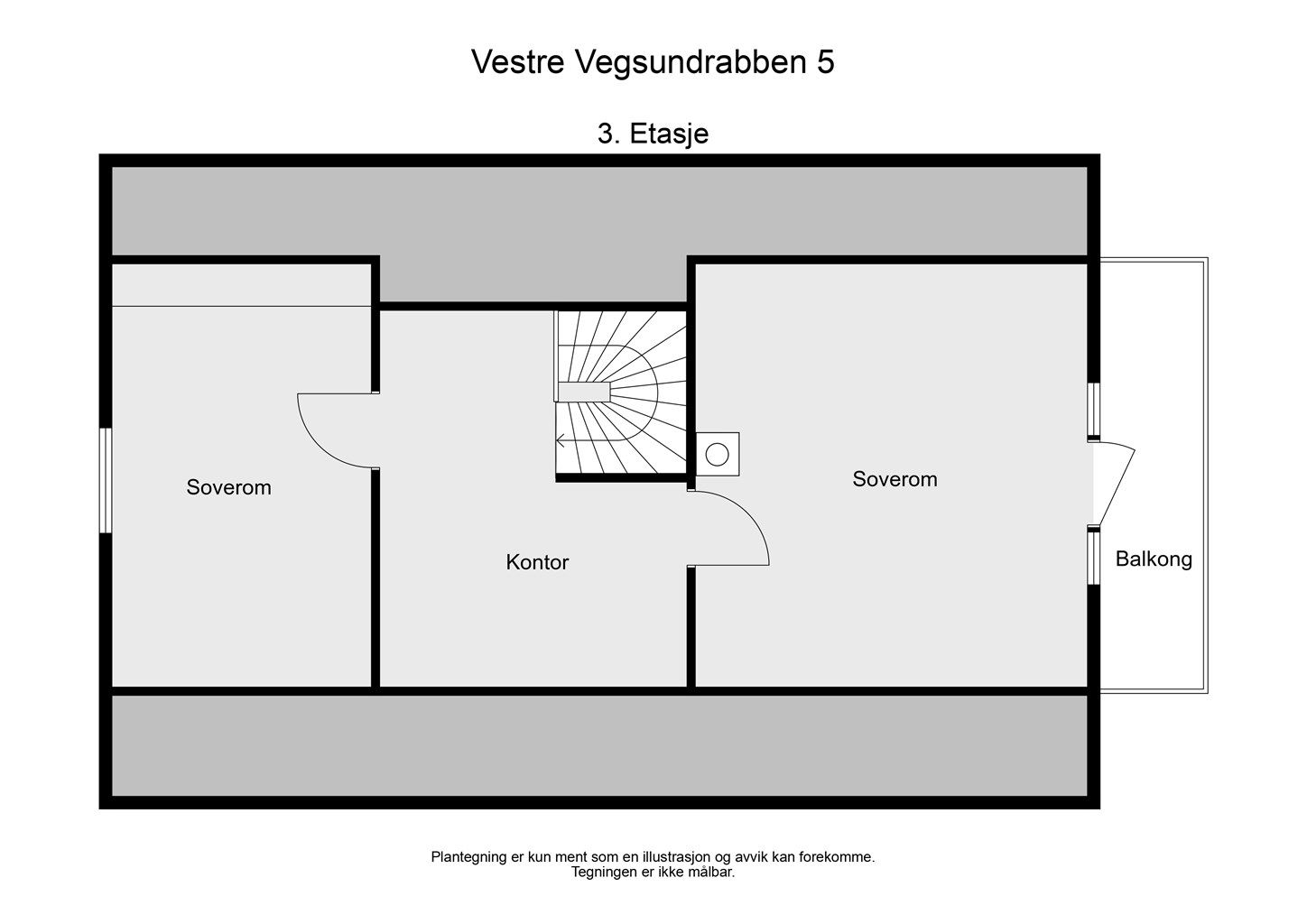 Loftsetasjen, innredet rundt 2000, inneholder to soverom og en hall med kontorplass.