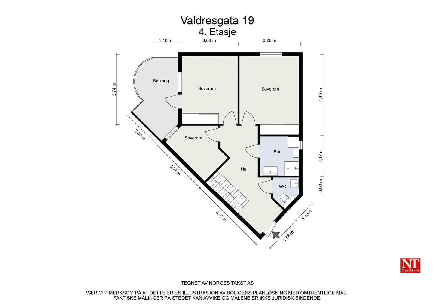 Plantegning av 4. etasje.